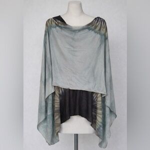 🆕 NWT Brightly Twisted Blue & Black Tie-Dye Poncho Viscose Soft Flowy Flattering